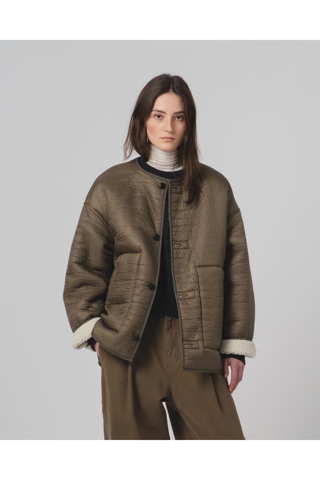 G.O.D Solar Piumino Nylon Jacket - Fossil/Off White