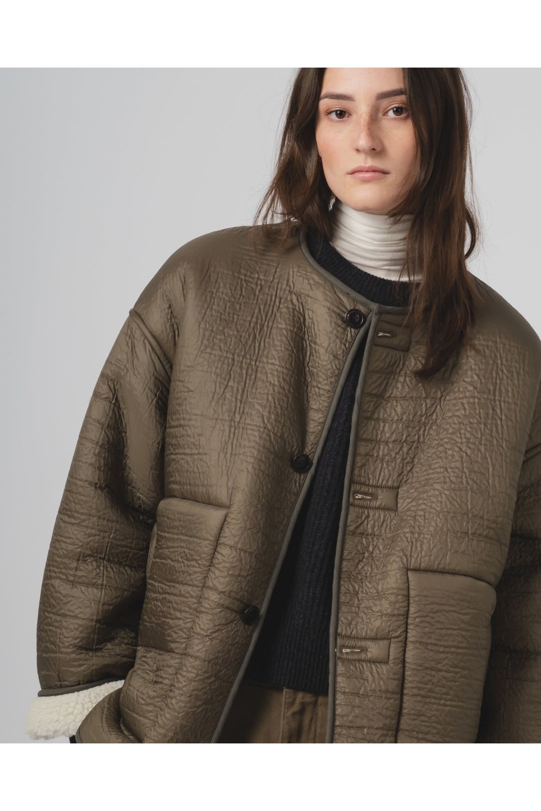 G.O.D Solar Piumino Nylon Jacket - Fossil/Off White