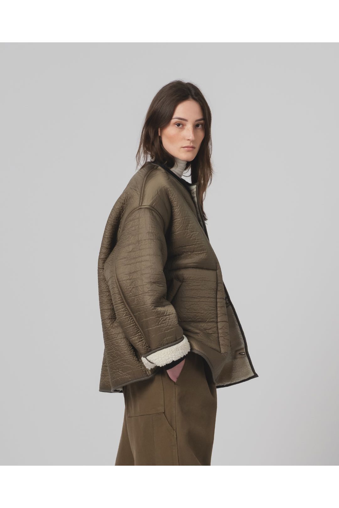 G.O.D Solar Piumino Nylon Jacket - Fossil/Off White