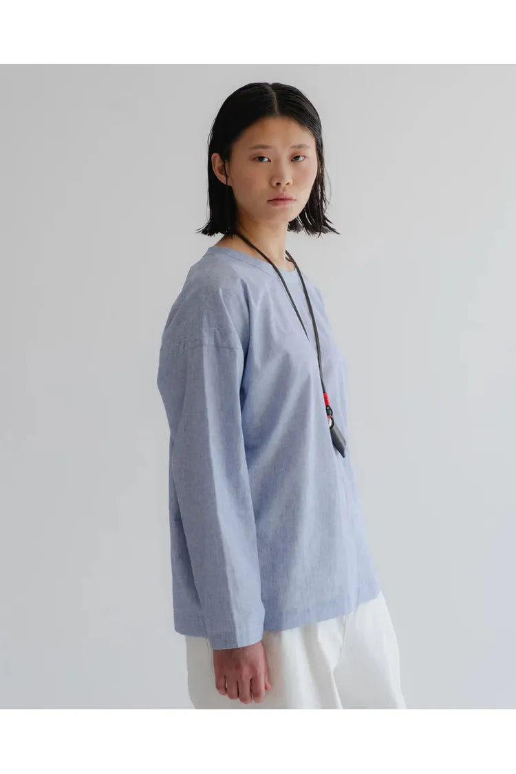 G.O.D Gardner Linen Poplin Smock - Light Blue - DUNE + SALT
