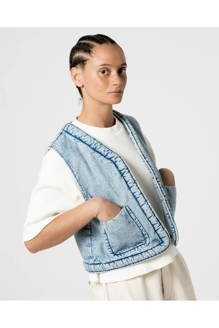 G.O.D Tsuki Salt Lake Denim Vest - Blue - DUNE + SALT