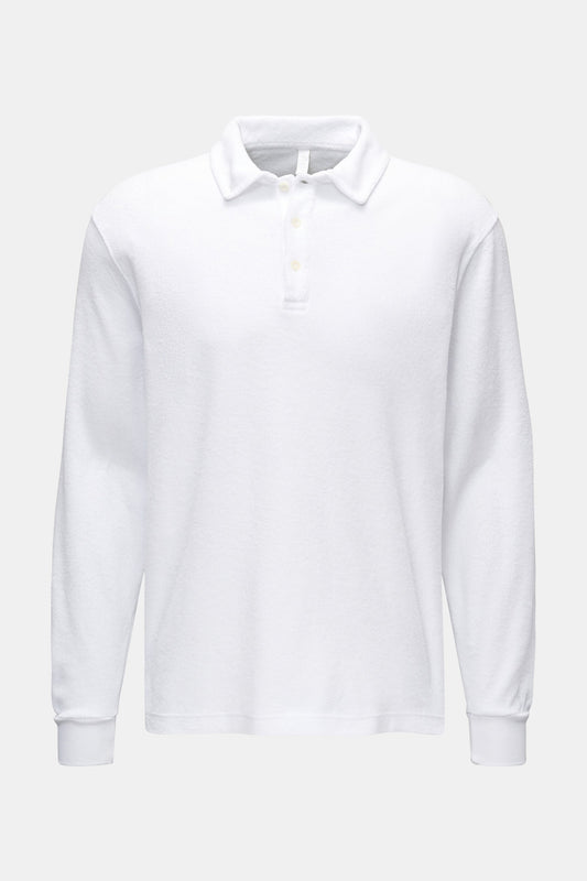Terry Long Sleeve Polo Shirt - White - DUNE + SALT