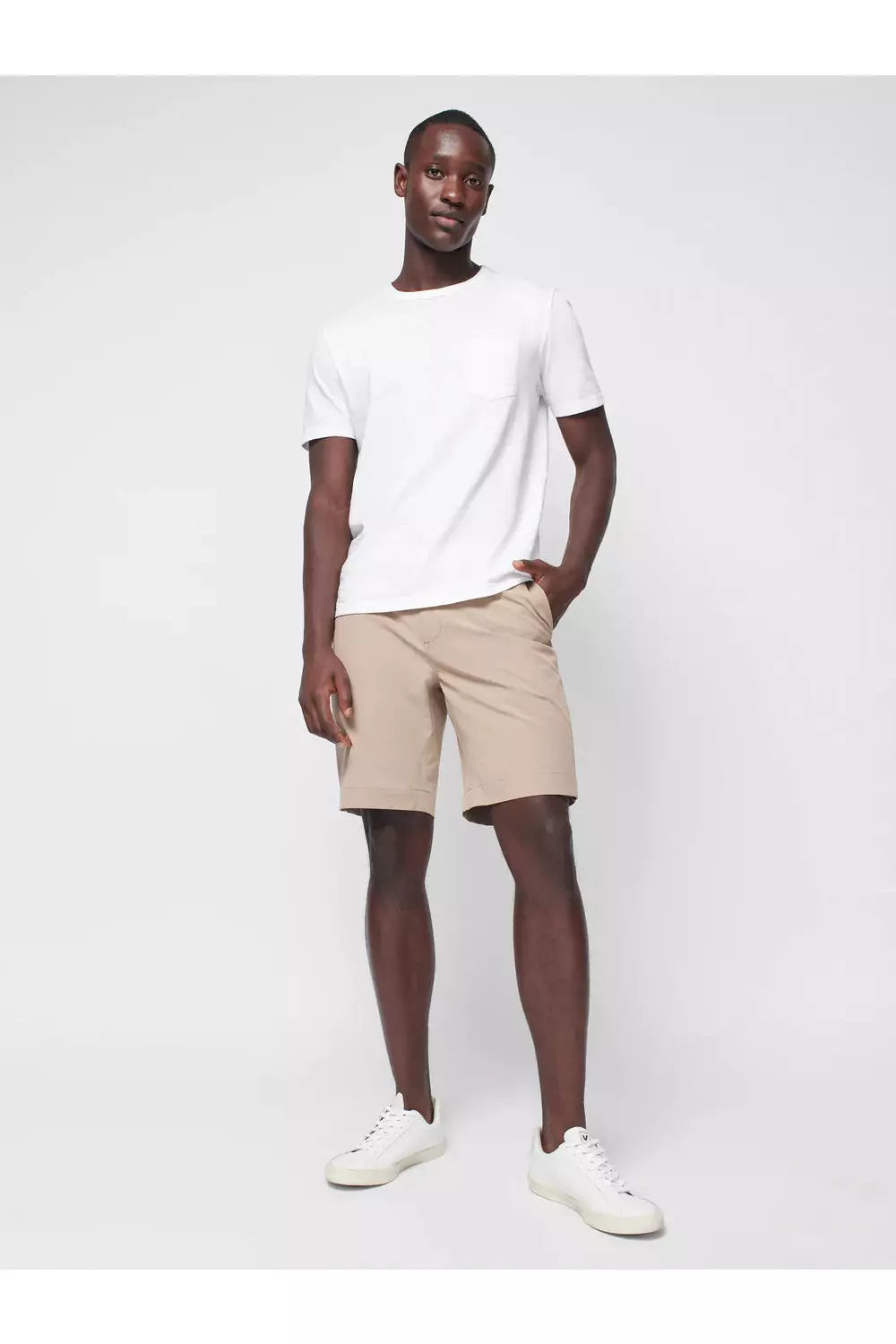 White t clearance shirt khaki shorts