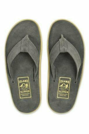 Island Slipper Suede Thong Flip Flops - Charcoal Dim Gray