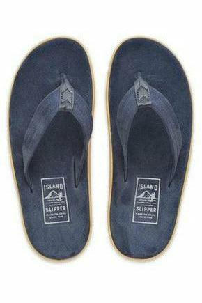 Island Slipper Ultimate Suede Leather Thong Flip Flop - Navy Dark Slate Gray