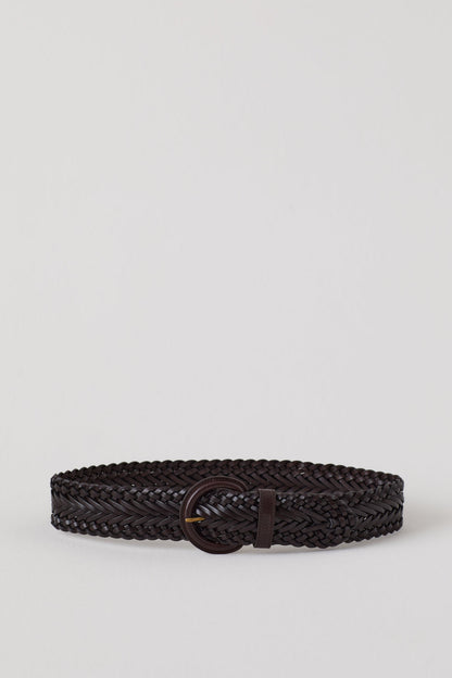 Braided Leather Belt - Burgundy - DUNE + SALT