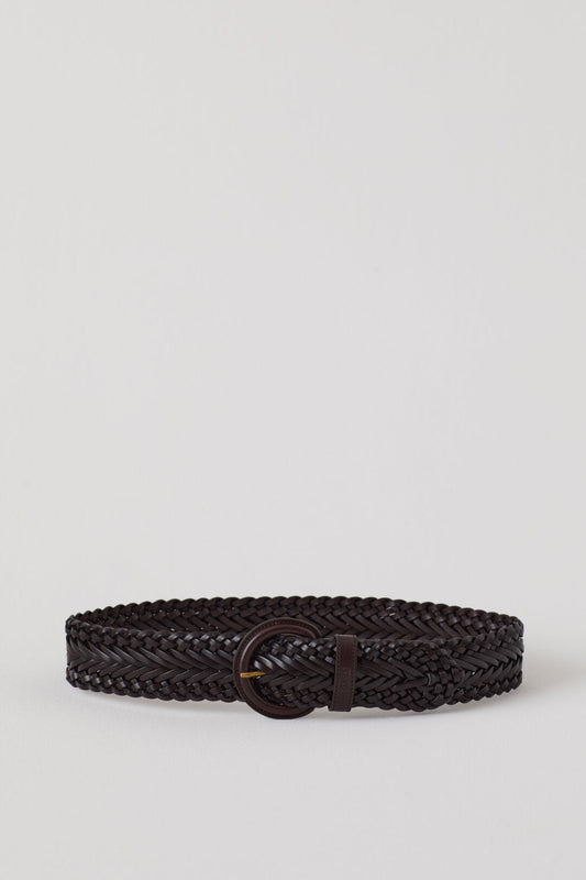 Braided Leather Belt - Burgundy - DUNE + SALT