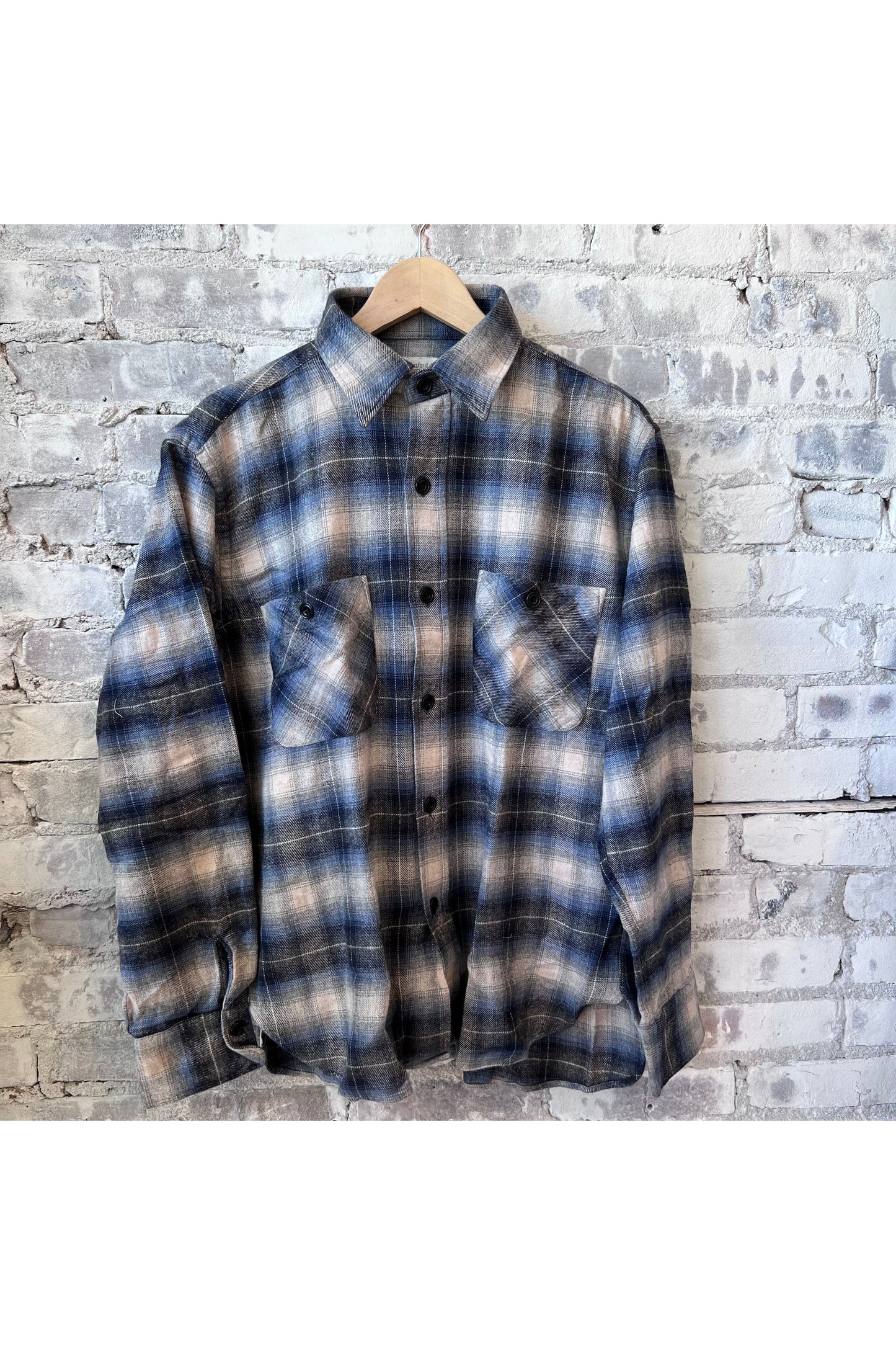 Double Face Flannel Percey Overshirt - Cream/Blue/Black - DUNE + SALT