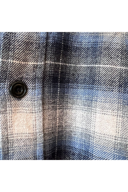 Double Face Flannel Percey Overshirt - Cream/Blue/Black - DUNE + SALT