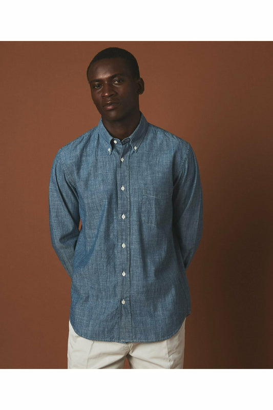 Pitt Organic Cotton Chambray Shirt - Bleach Blue - DUNE + SALT