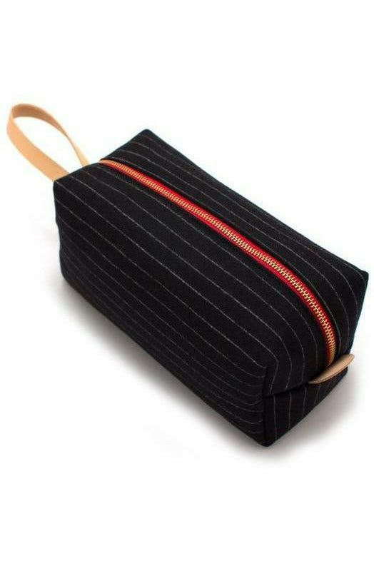 General Knot Charcoal Stripe Wool Travel Kit Black