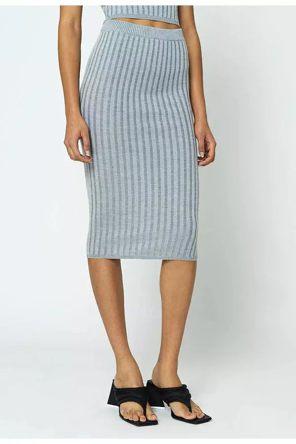 Reveal Silk Cashmere Rib Tube Skirt - Sail - DUNE + SALT