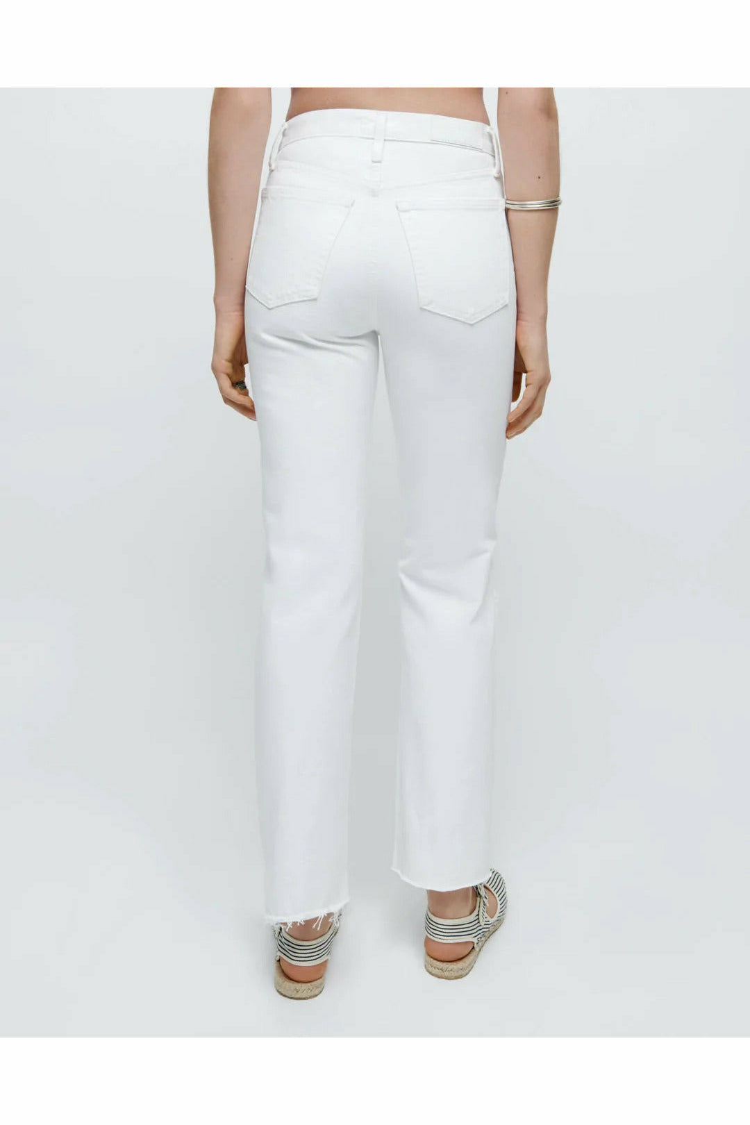 70s Destroyed High Rise Stove Pipe - White - DUNE + SALT