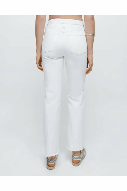 70s Destroyed High Rise Stove Pipe - White - DUNE + SALT