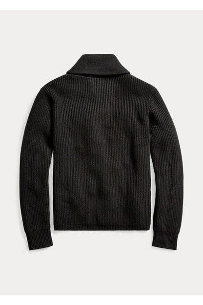 Cashmere Shawl-Collar Cardigan - Black - DUNE + SALT