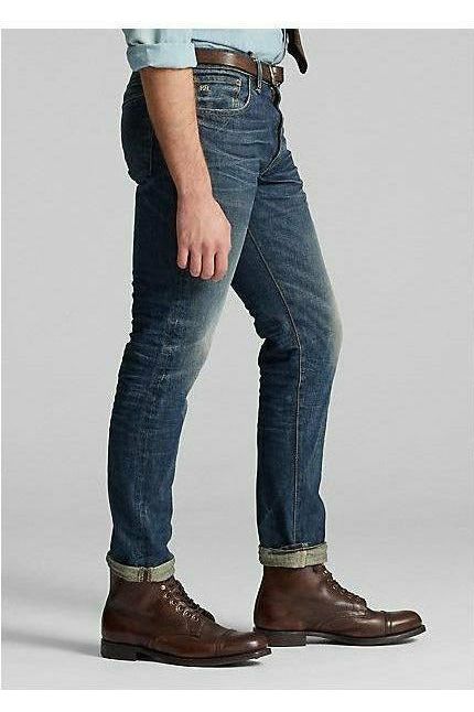 RRL Slim Narrow Fit Stretch Jean - Mayes Wash Dark Slate Gray