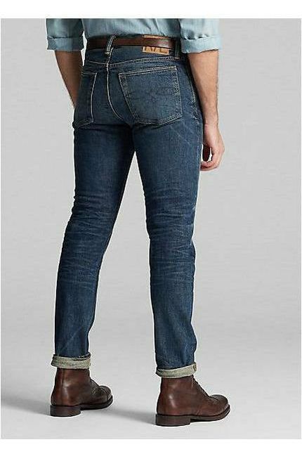 RRL Slim Narrow Fit Stretch Jean - Mayes Wash Dark Slate Gray