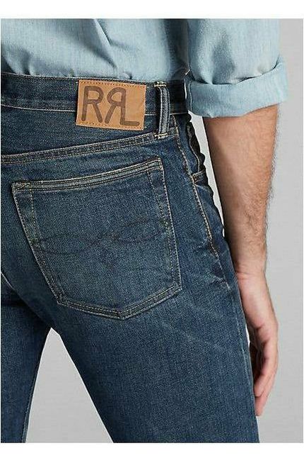 RRL Slim Narrow Fit Stretch Jean - Mayes Wash Dark Slate Gray