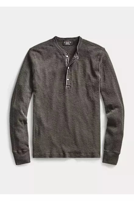 Waffle weave clearance henley men's